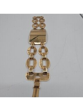 Vintage Coro Pegasus Gold Tone ID Bracelet Double Link 7" Mid Century Jewelry